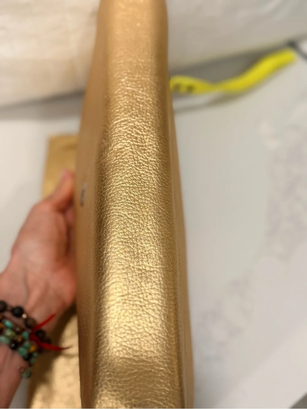 Rare Vintage Genuine Argentine Leather Leopard - print, Gold Clutch